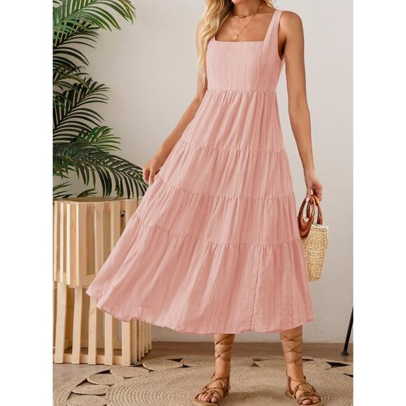 Zesica Dresses & Skirts - Women's Summer Sleeveless Dress Casual Backless Loose Flowy Tiered Sundress